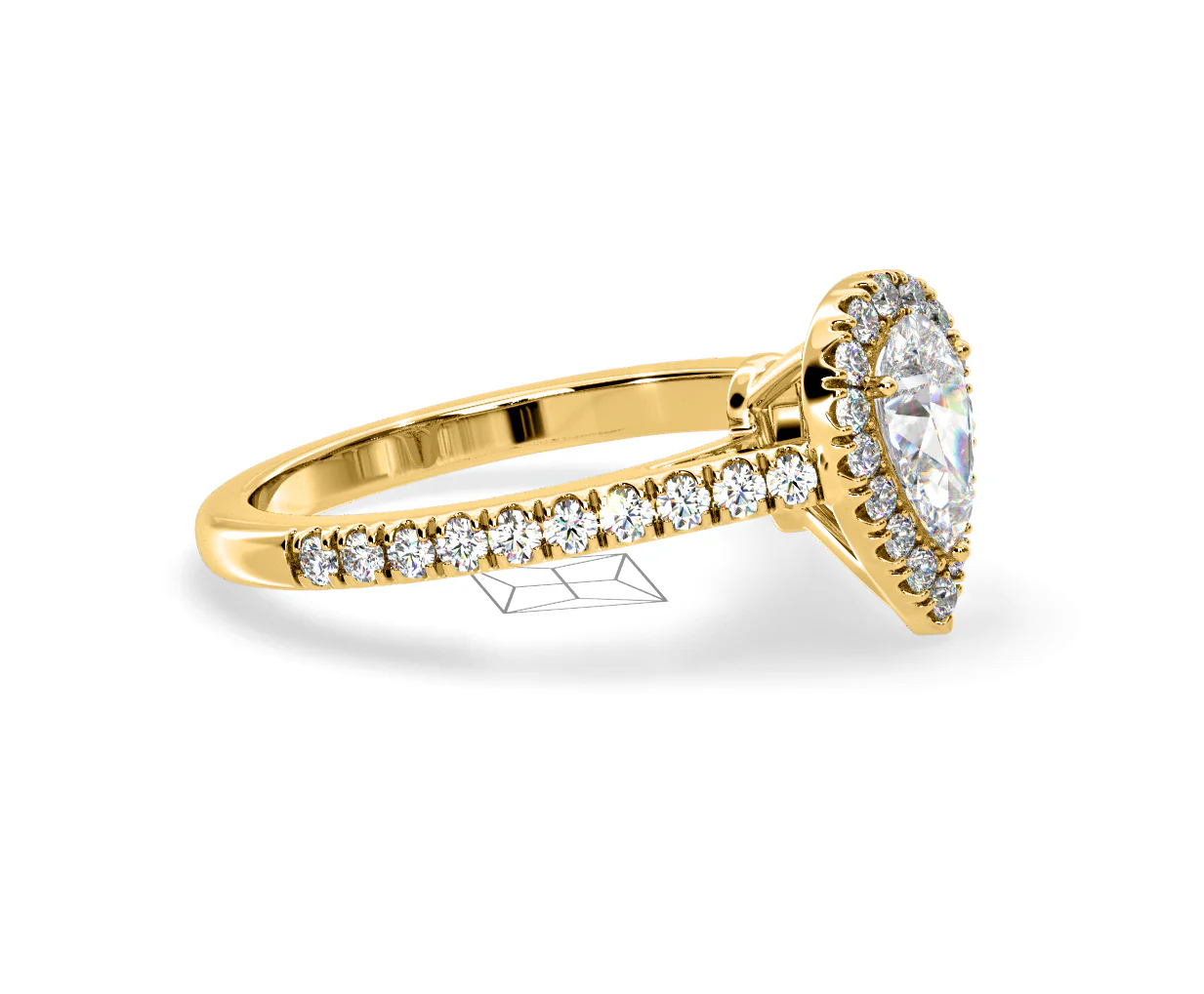 Diana Diamond Pear Halo Engagement Ring in 18K Gold 1ct G/VS2 - Image 154