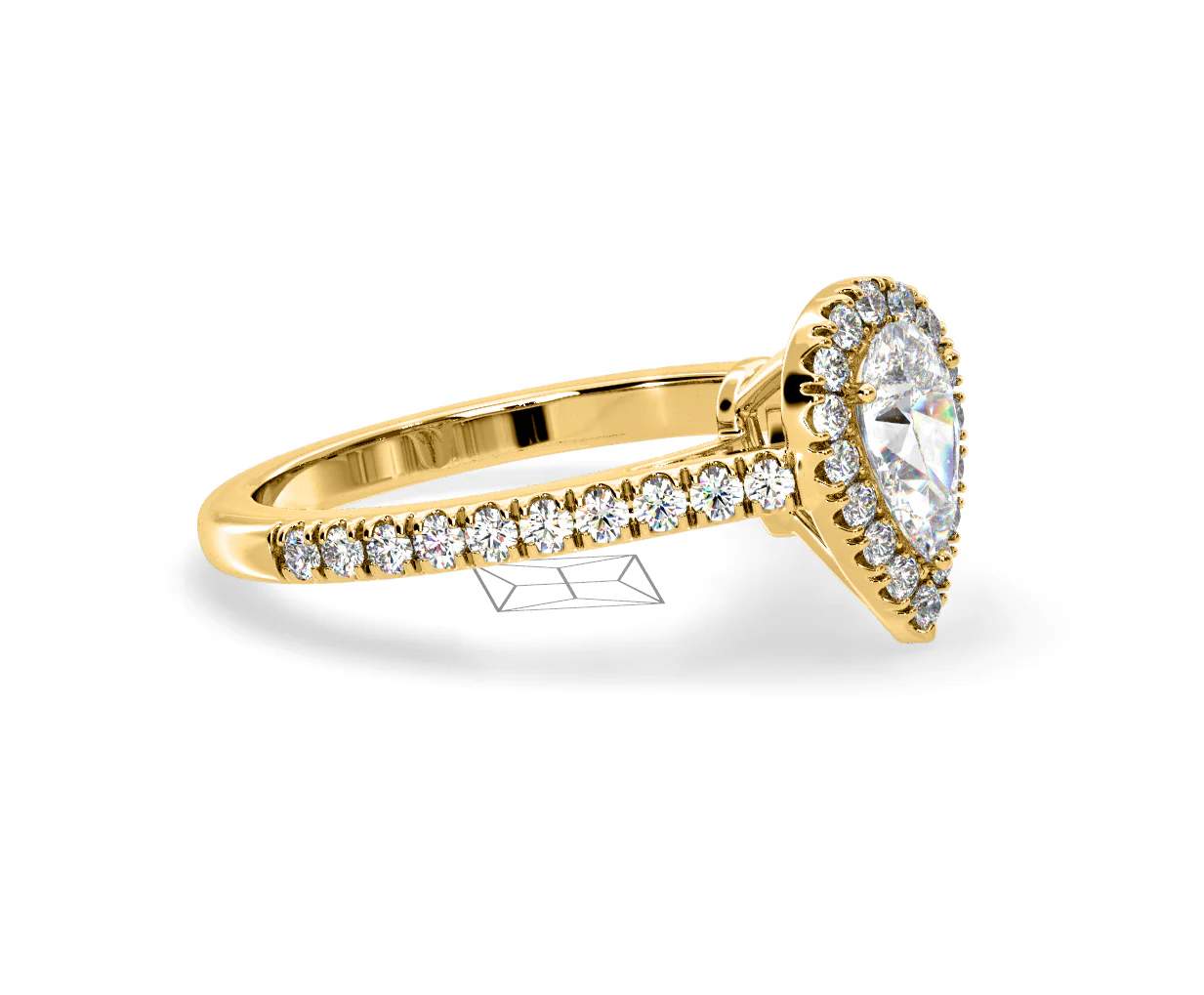 Diana Diamond Pear Halo Engagement Ring in 18K Gold 1ct G/VS2 - Image 155