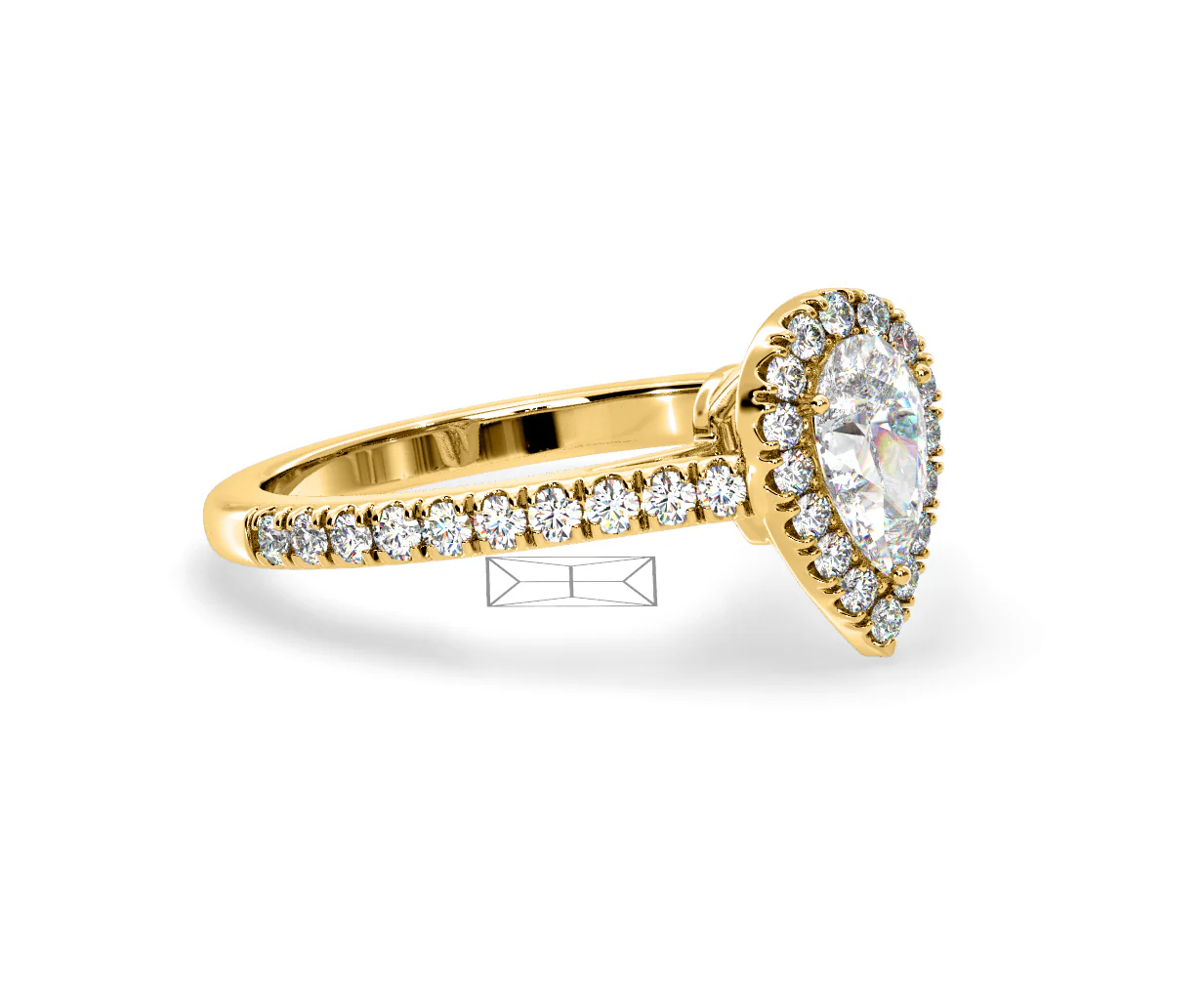 Diana Diamond Pear Halo Engagement Ring in 18K Gold 1ct G/VS2 - Image 157