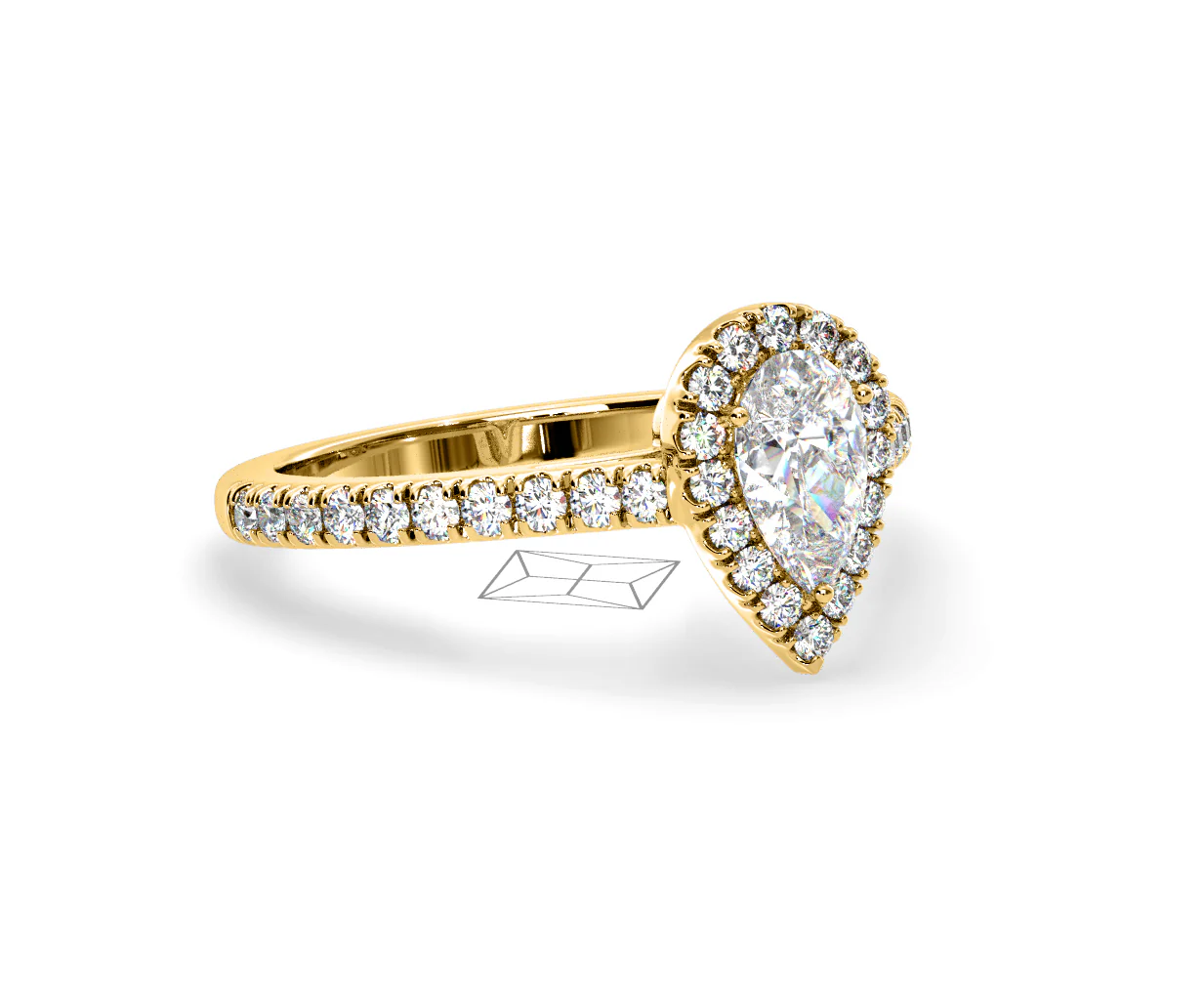 Diana Diamond Pear Halo Engagement Ring in 18K Gold 1ct G/VS2 - Image 160