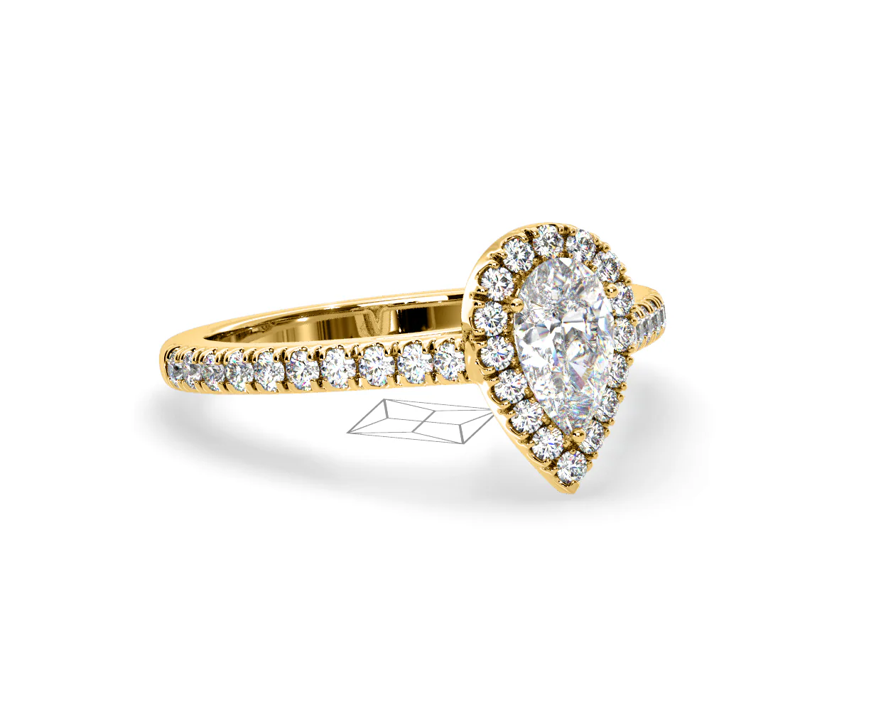 Diana Diamond Pear Halo Engagement Ring in 18K Gold 1ct G/VS2 - Image 161