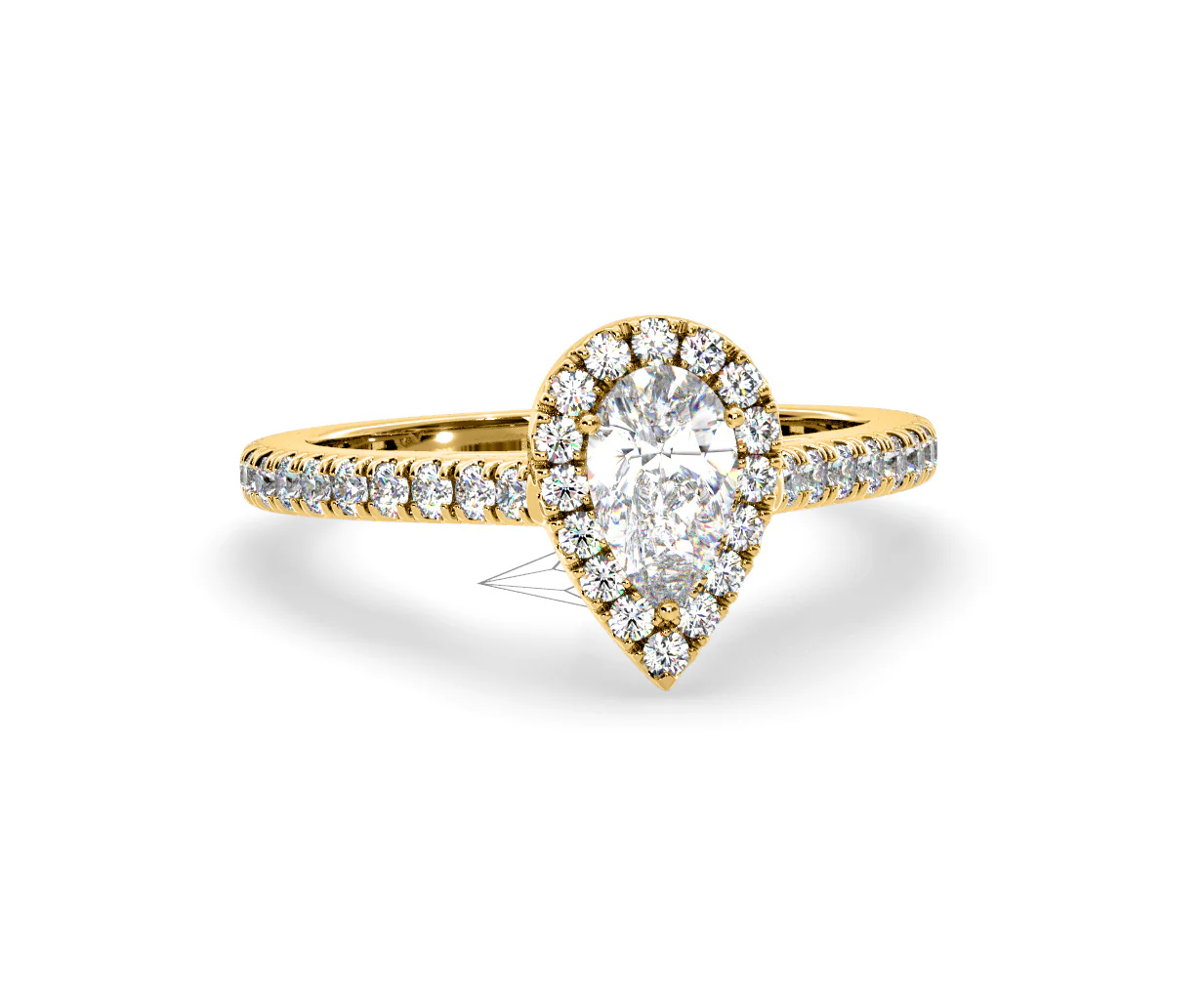 Diana Diamond Pear Halo Engagement Ring in 18K Gold 1ct G/VS2 - Image 165