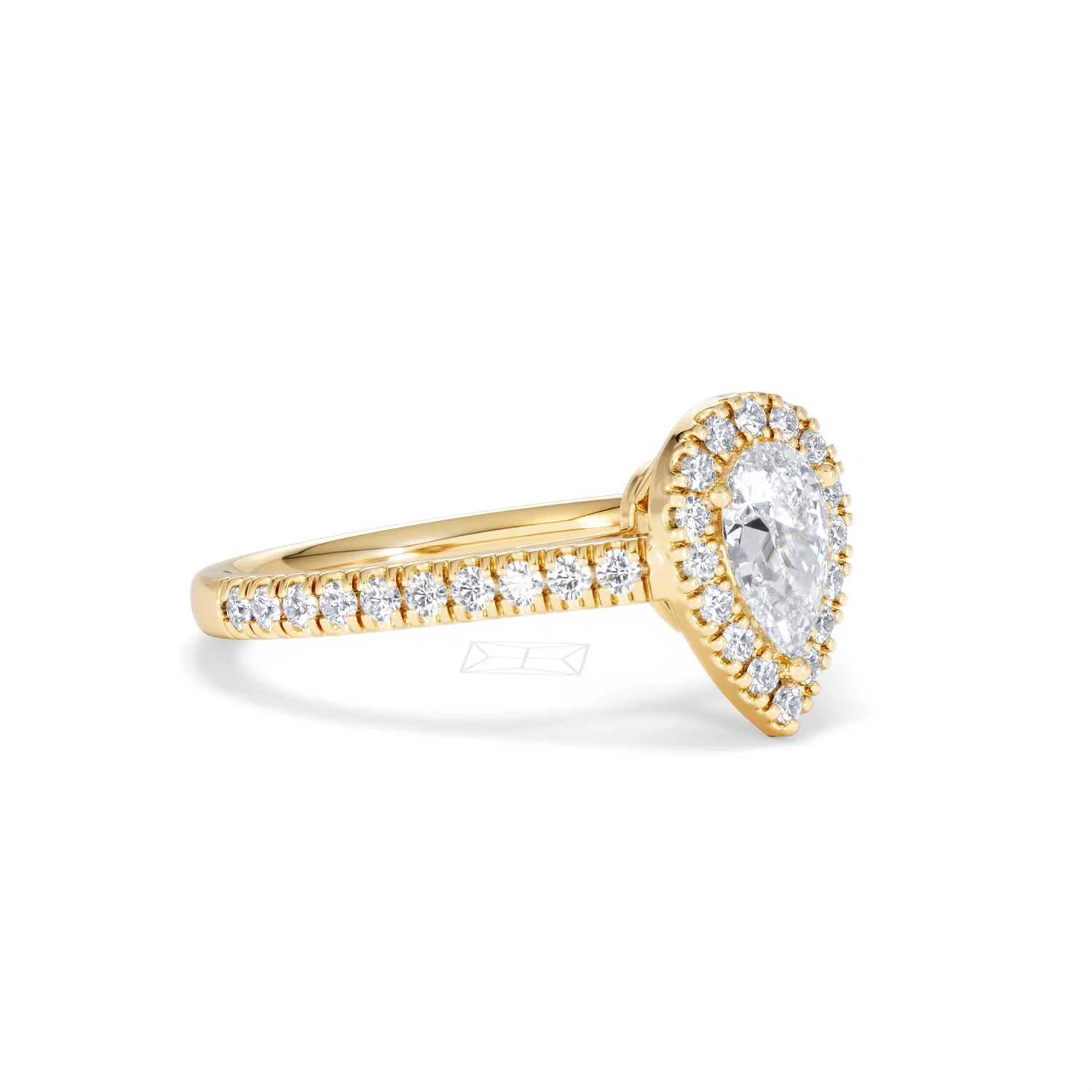 Diana Diamond Pear Halo Engagement Ring in 18K Gold 1ct G/VS2 - Image 17