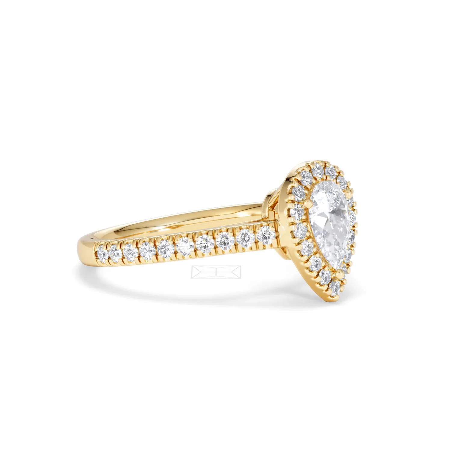 Diana Diamond Pear Halo Engagement Ring in 18K Gold 1ct G/VS2 - Image 18