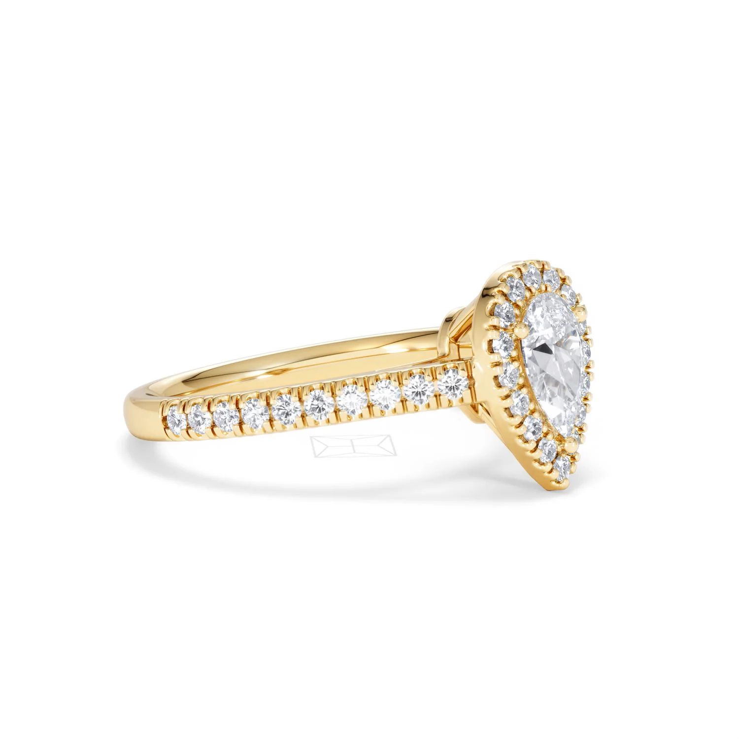 Diana Diamond Pear Halo Engagement Ring in 18K Gold 1ct G/VS2 - Image 19