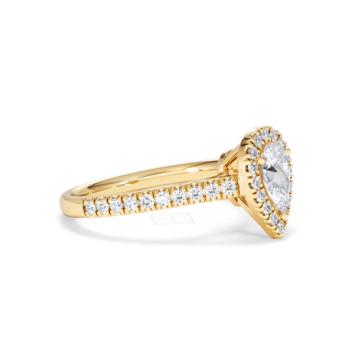 Diana Diamond Pear Halo Engagement Ring in 18K Gold 1ct G/VS2 - Image 20