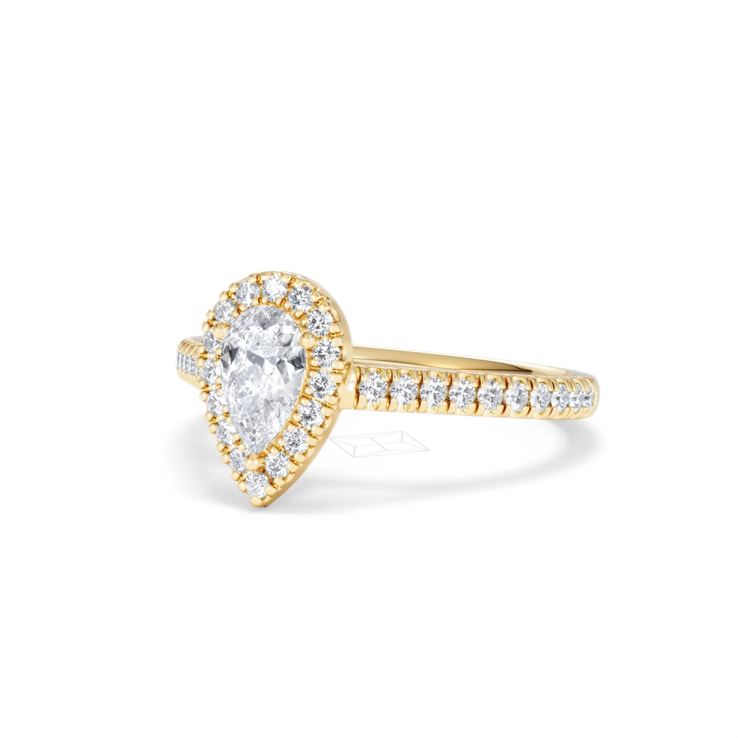 Diana Diamond Pear Halo Engagement Ring in 18K Gold 1ct G/VS2 - Image 82
