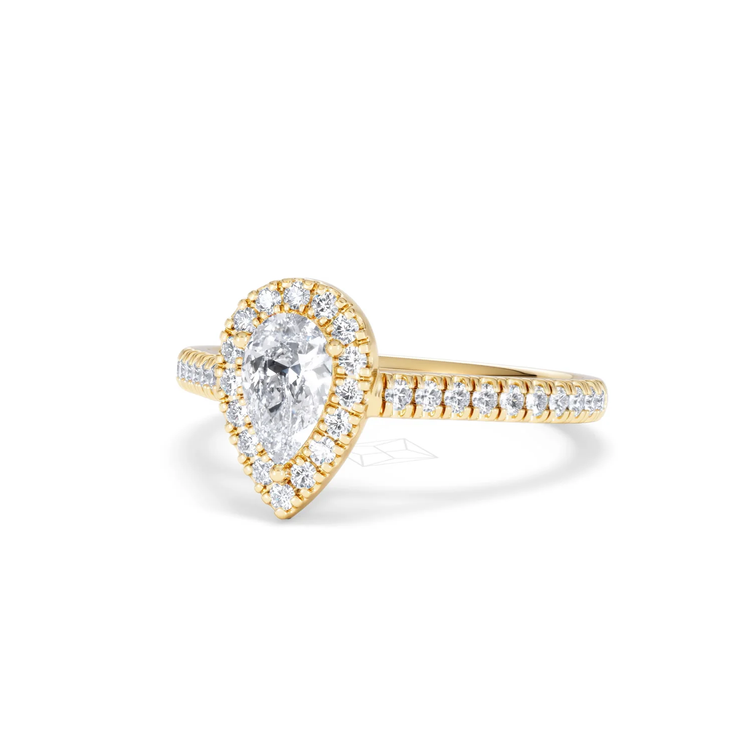 Diana Diamond Pear Halo Engagement Ring in 18K Gold 1ct G/VS2 - Image 83