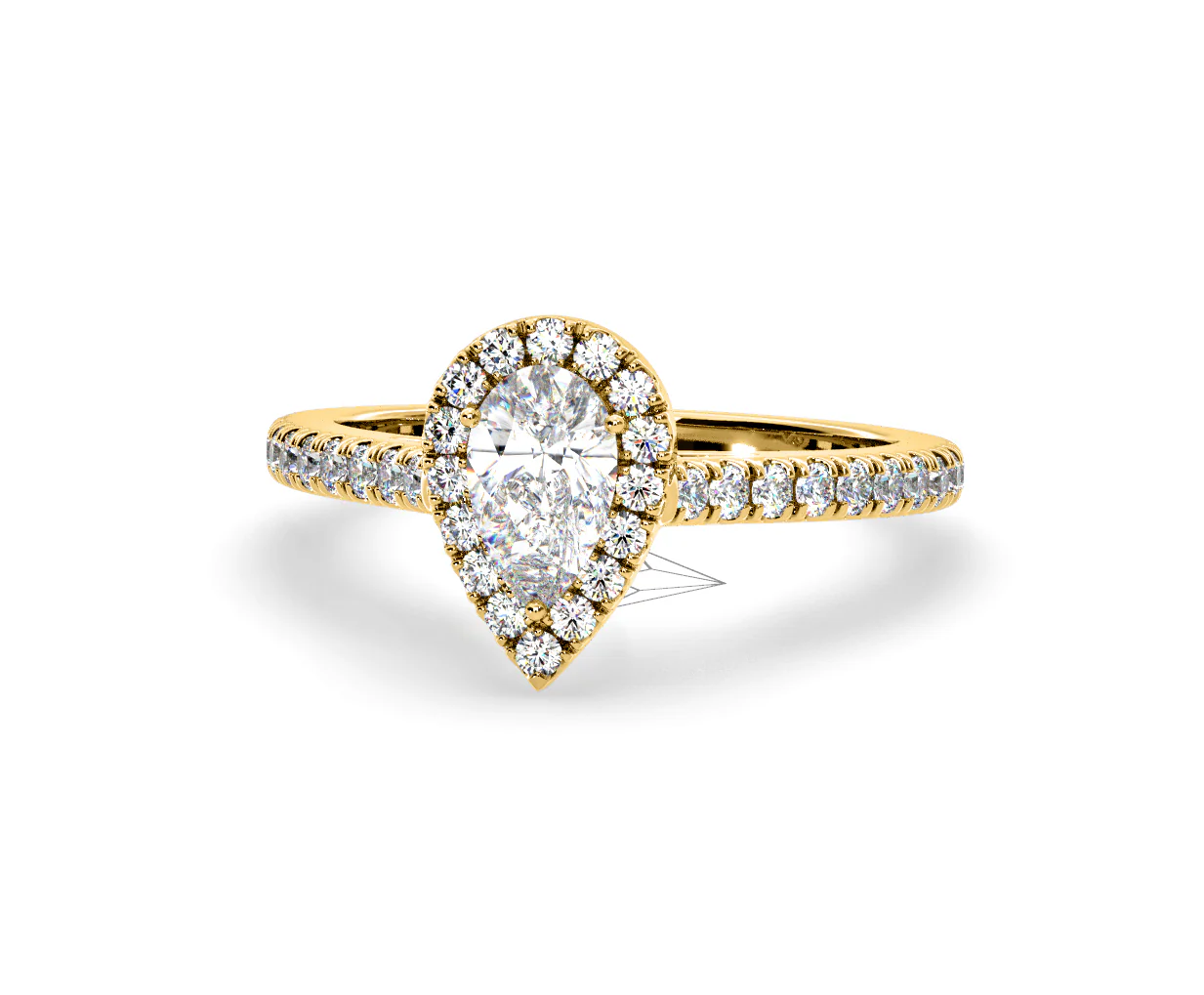 Diana Diamond Pear Halo Engagement Ring in 18K Gold 1ct G/VS2 - Image 90