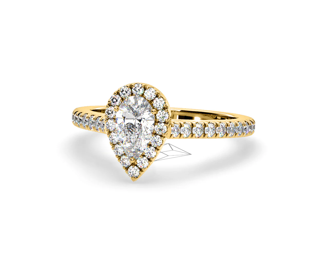 Diana Diamond Pear Halo Engagement Ring in 18K Gold 1ct G/VS2 - Image 91