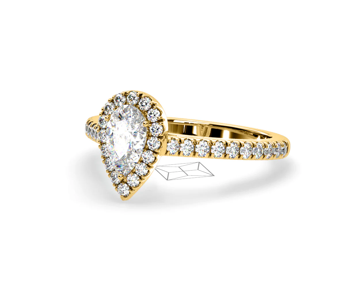 Diana Diamond Pear Halo Engagement Ring in 18K Gold 1ct G/VS2 - Image 94