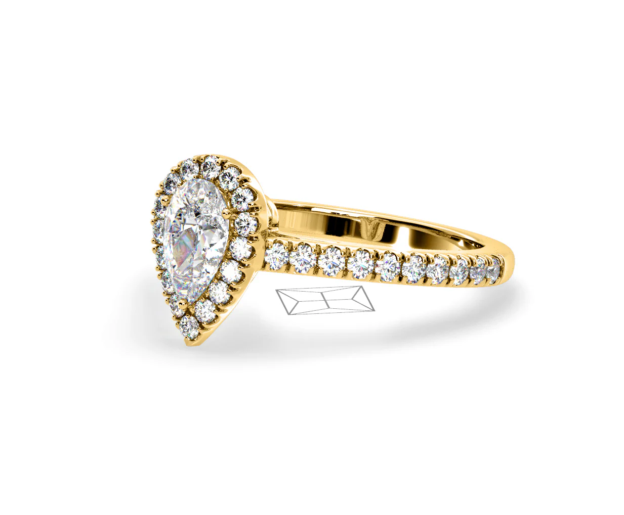 Diana Diamond Pear Halo Engagement Ring in 18K Gold 1ct G/VS2 - Image 96