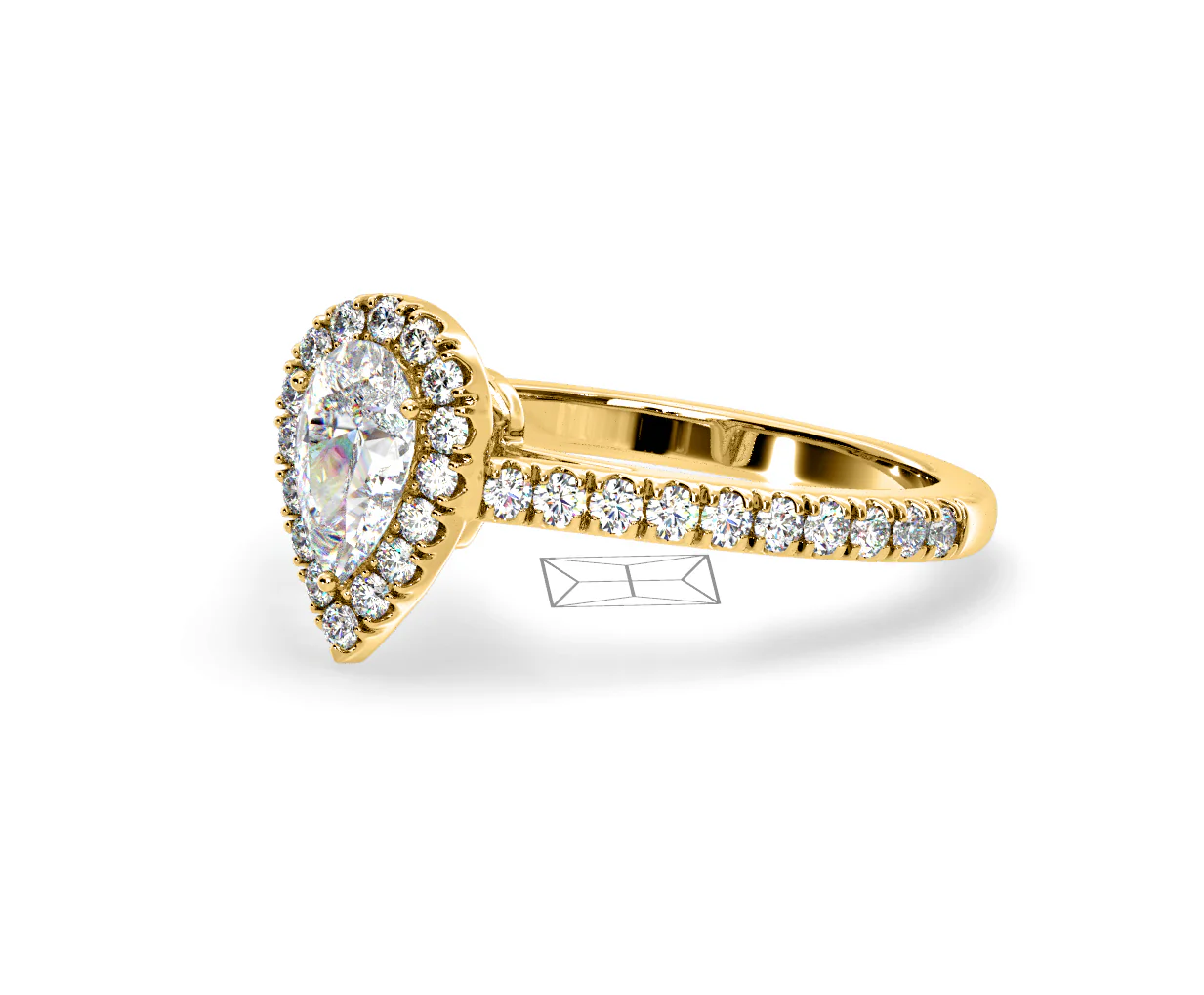Diana Diamond Pear Halo Engagement Ring in 18K Gold 1ct G/VS2 - Image 97