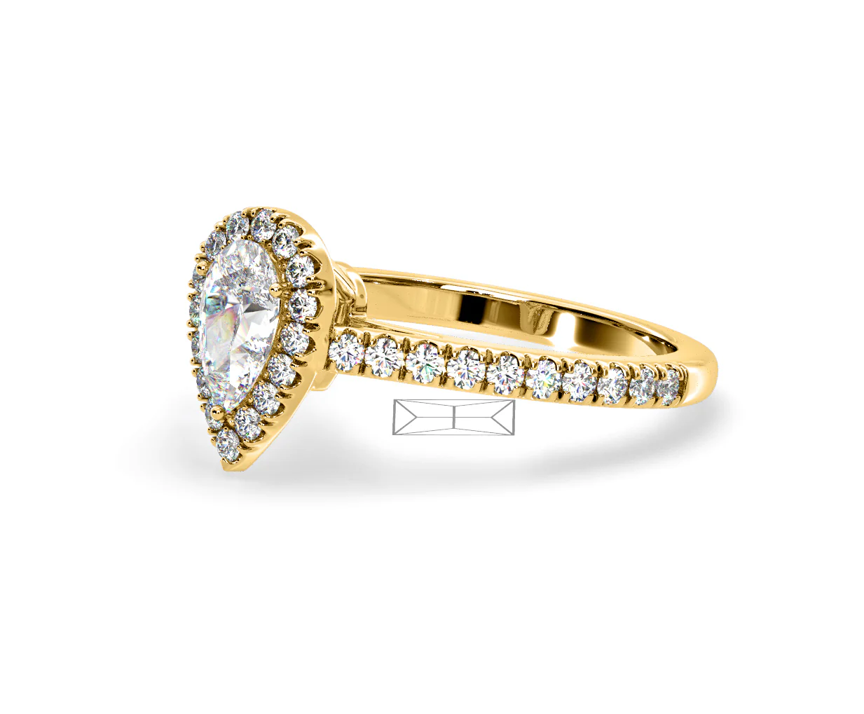 Diana Diamond Pear Halo Engagement Ring in 18K Gold 1ct G/VS2 - Image 98