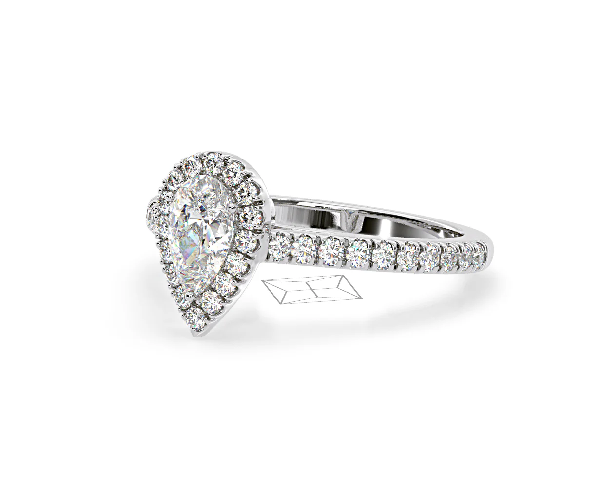 Diana GIA Diamond Pear Halo Engagement Ring Platinum 1.35ct G/SI1 - Image 15