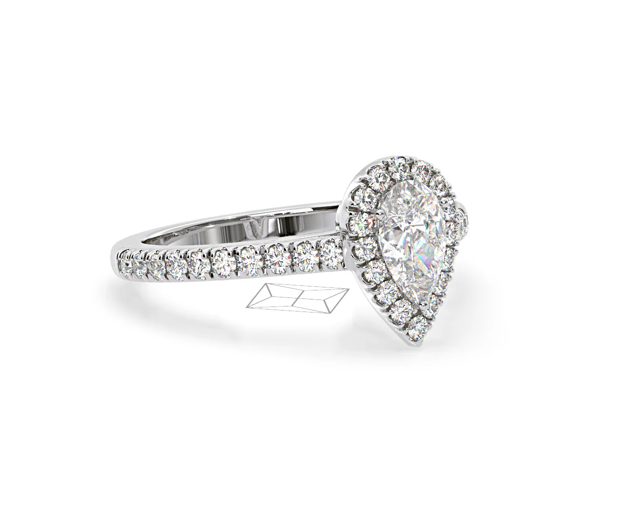 Diana GIA Diamond Pear Halo Engagement Ring Platinum 1.35ct G/SI1 - Image 80