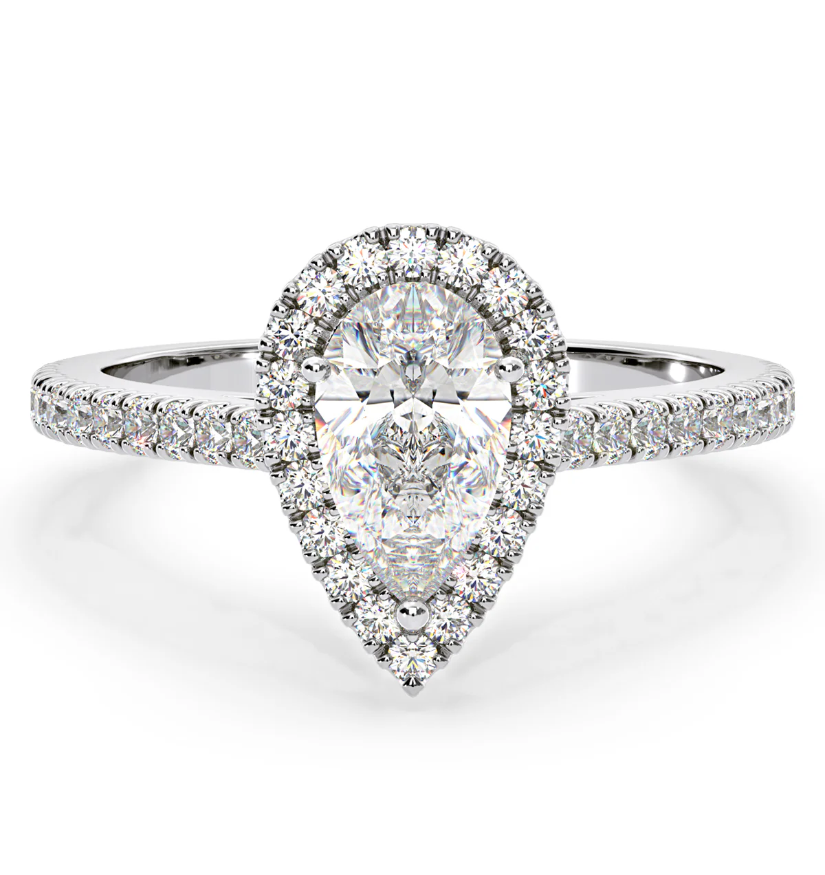 Diana GIA Diamond Pear Halo Engagement Ring Platinum 1.60ct G/SI1 - Image 3