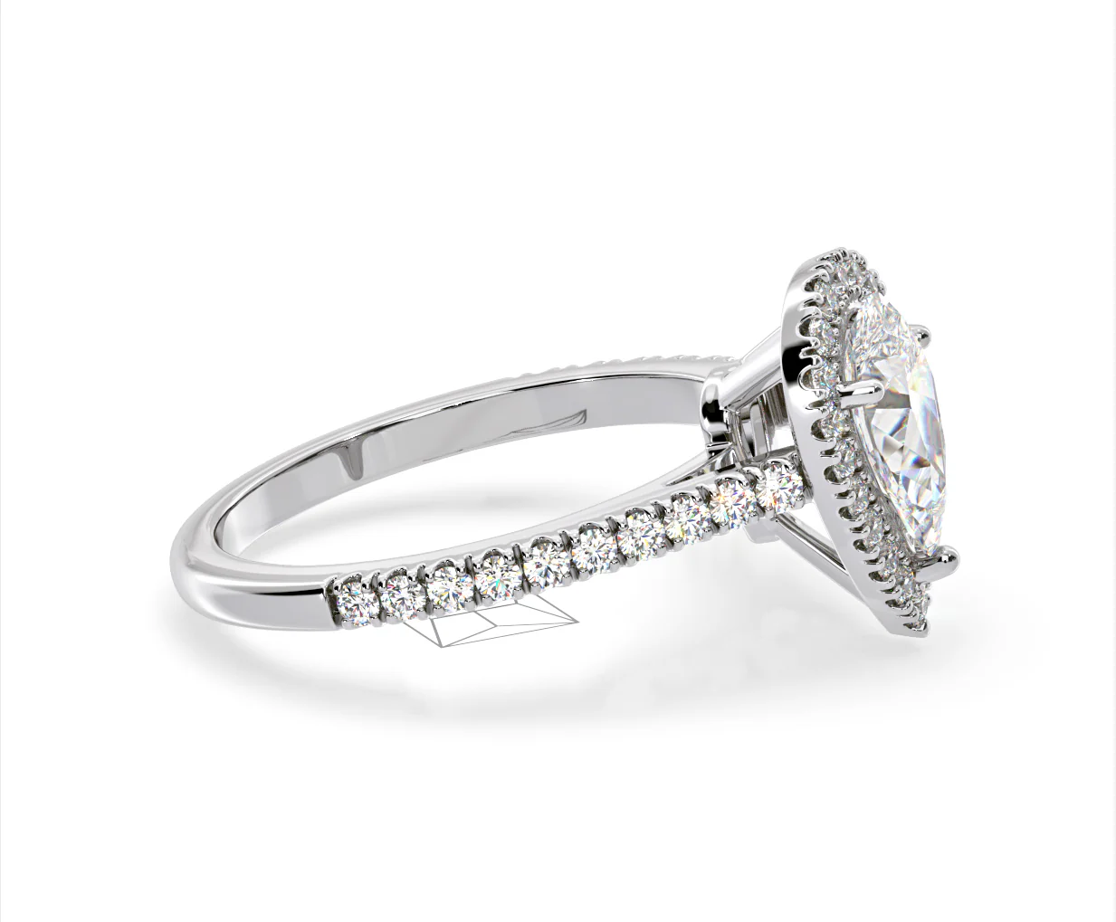 Diana GIA Diamond Pear Halo Engagement Ring Platinum 1.60ct G/SI1 - Image 70
