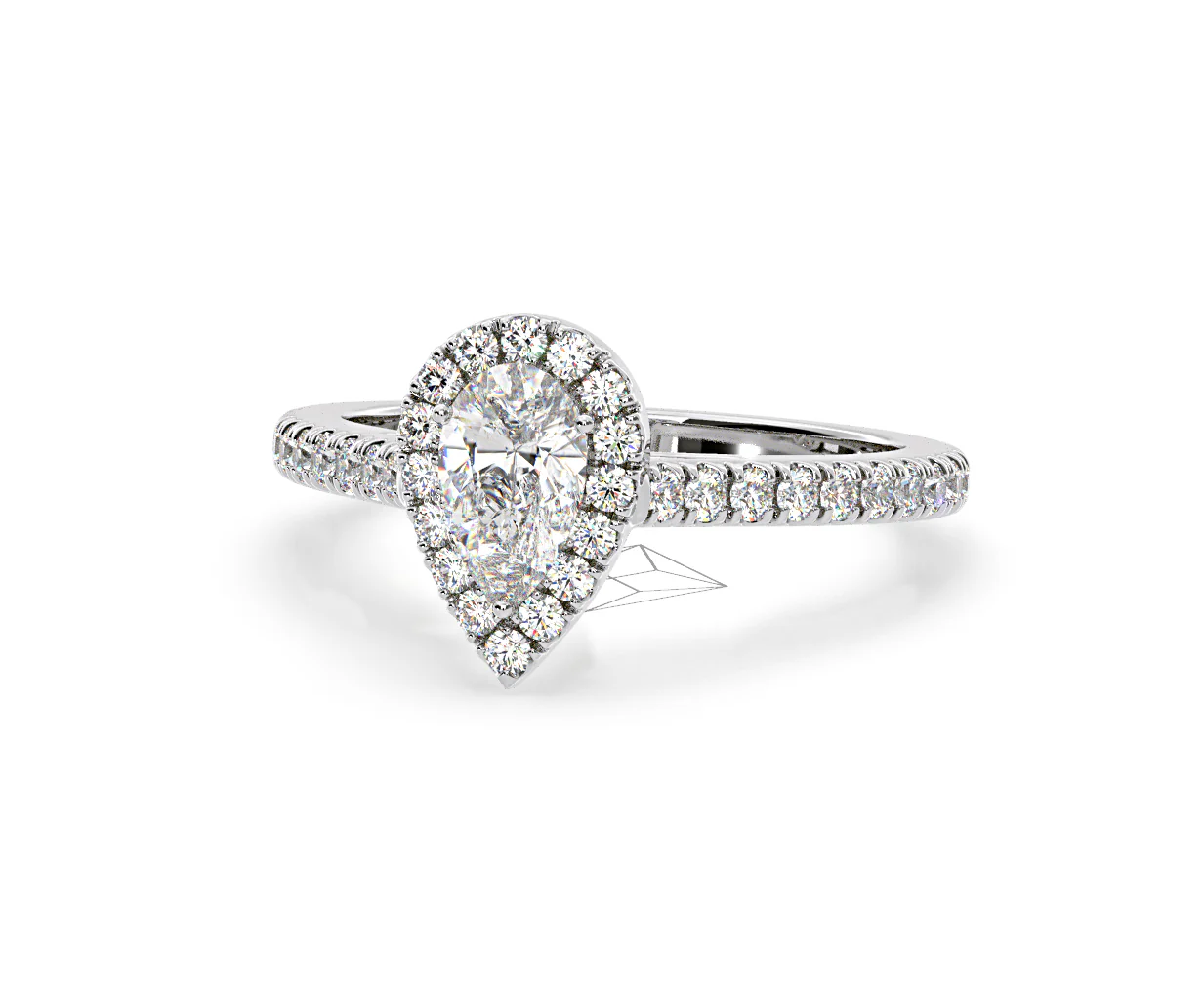 Diana Diamond Pear Halo Engagement Ring Platinum 1ct G/VS1 - Image 11