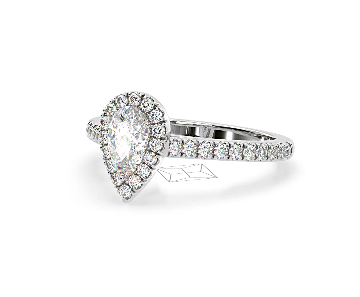 Diana Diamond Pear Halo Engagement Ring Platinum 1ct G/VS1 - Image 14