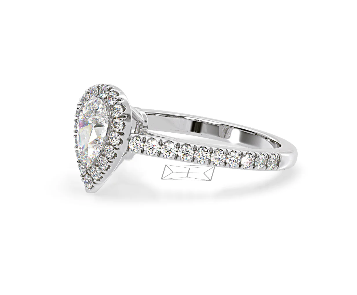 Diana Diamond Pear Halo Engagement Ring Platinum 1ct G/VS1 - Image 19