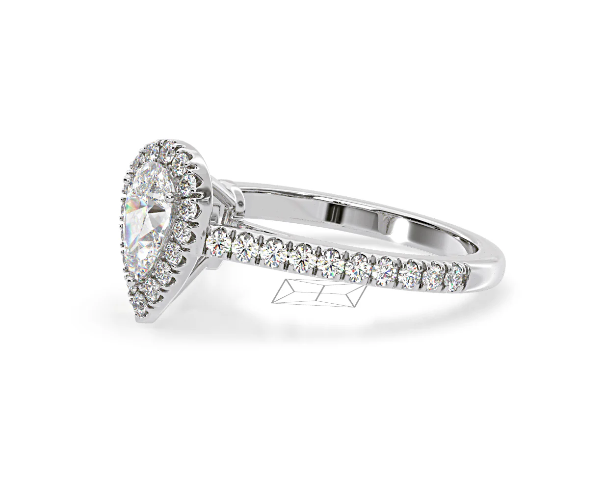 Diana Diamond Pear Halo Engagement Ring Platinum 1ct G/VS1 - Image 20