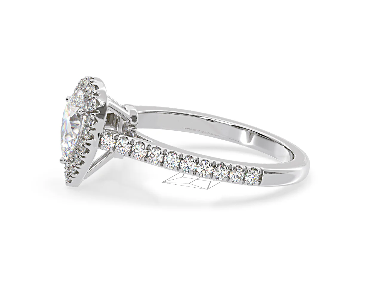 Diana Diamond Pear Halo Engagement Ring Platinum 1ct G/VS1 - Image 24