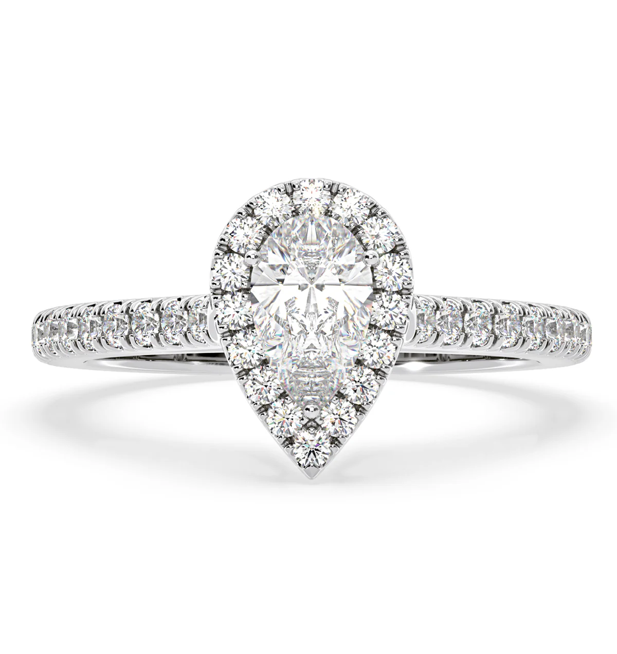 Diana Diamond Pear Halo Engagement Ring Platinum 1ct G/VS1 - Image 3