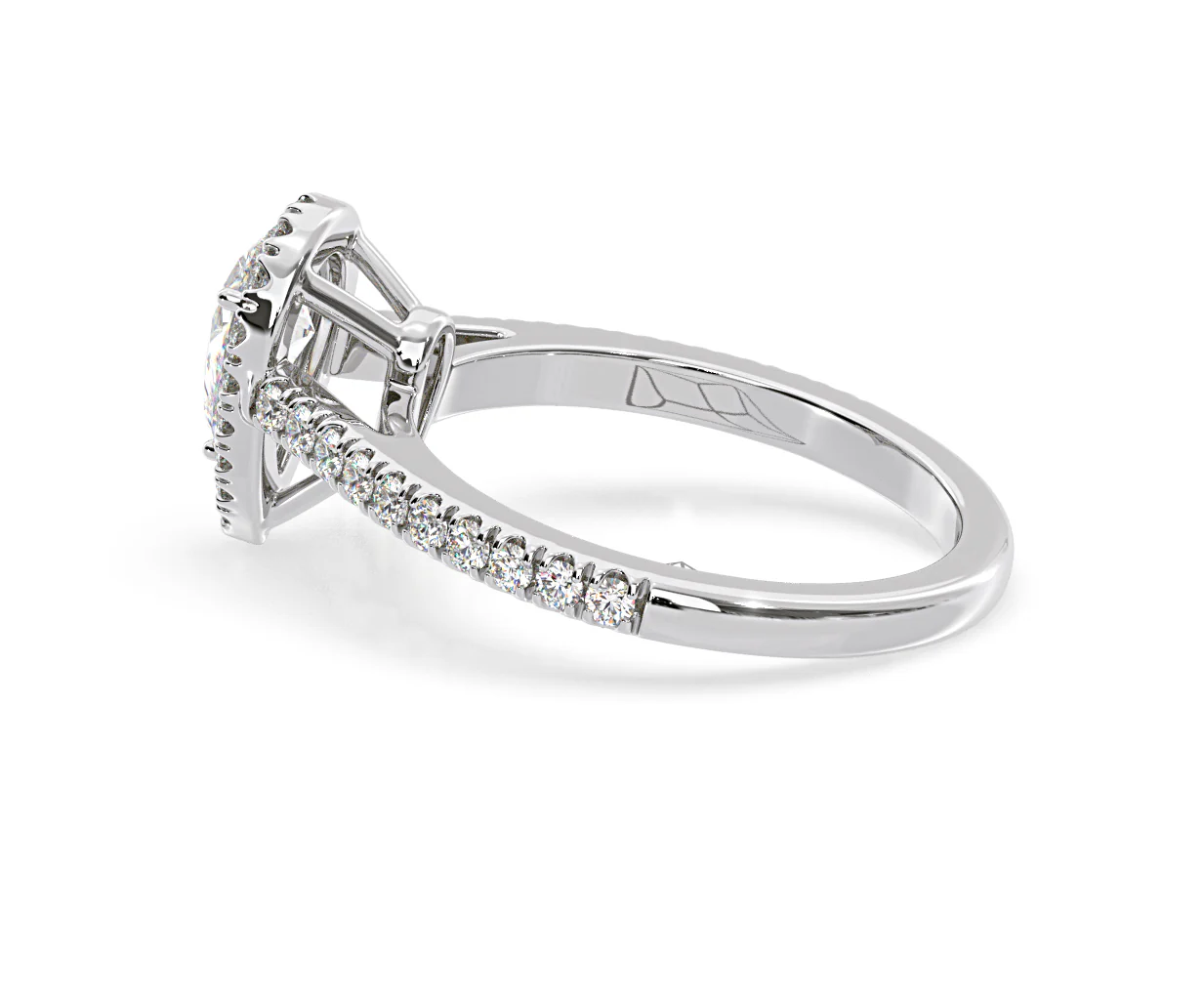 Diana Diamond Pear Halo Engagement Ring Platinum 1ct G/VS1 - Image 32