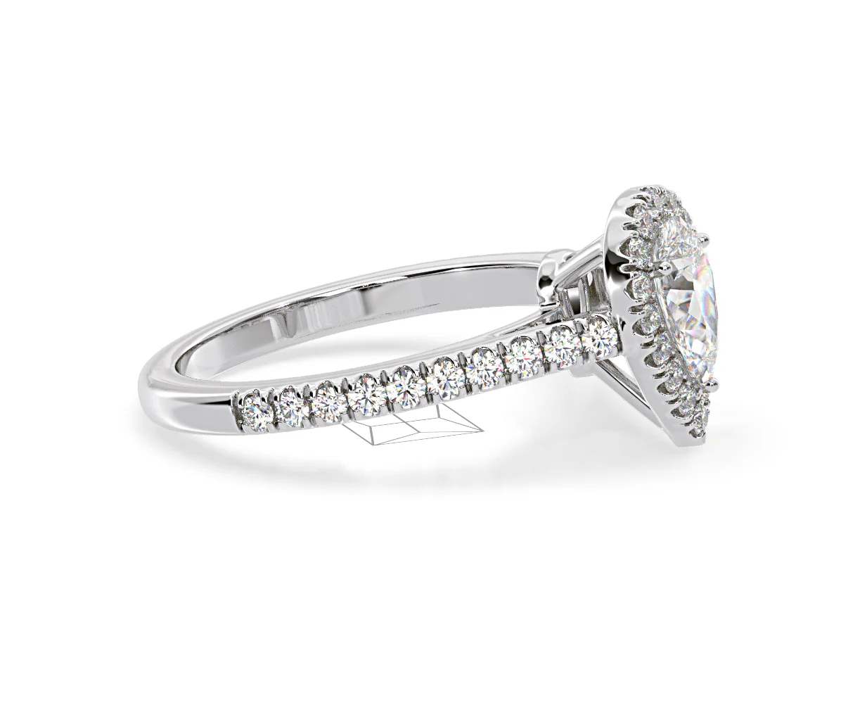 Diana Diamond Pear Halo Engagement Ring Platinum 1ct G/VS1 - Image 72