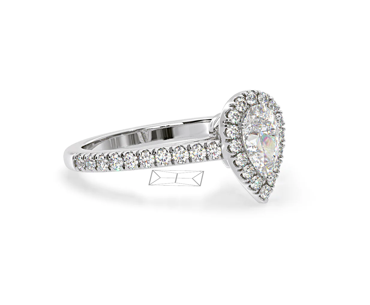 Diana Diamond Pear Halo Engagement Ring Platinum 1ct G/VS1 - Image 78