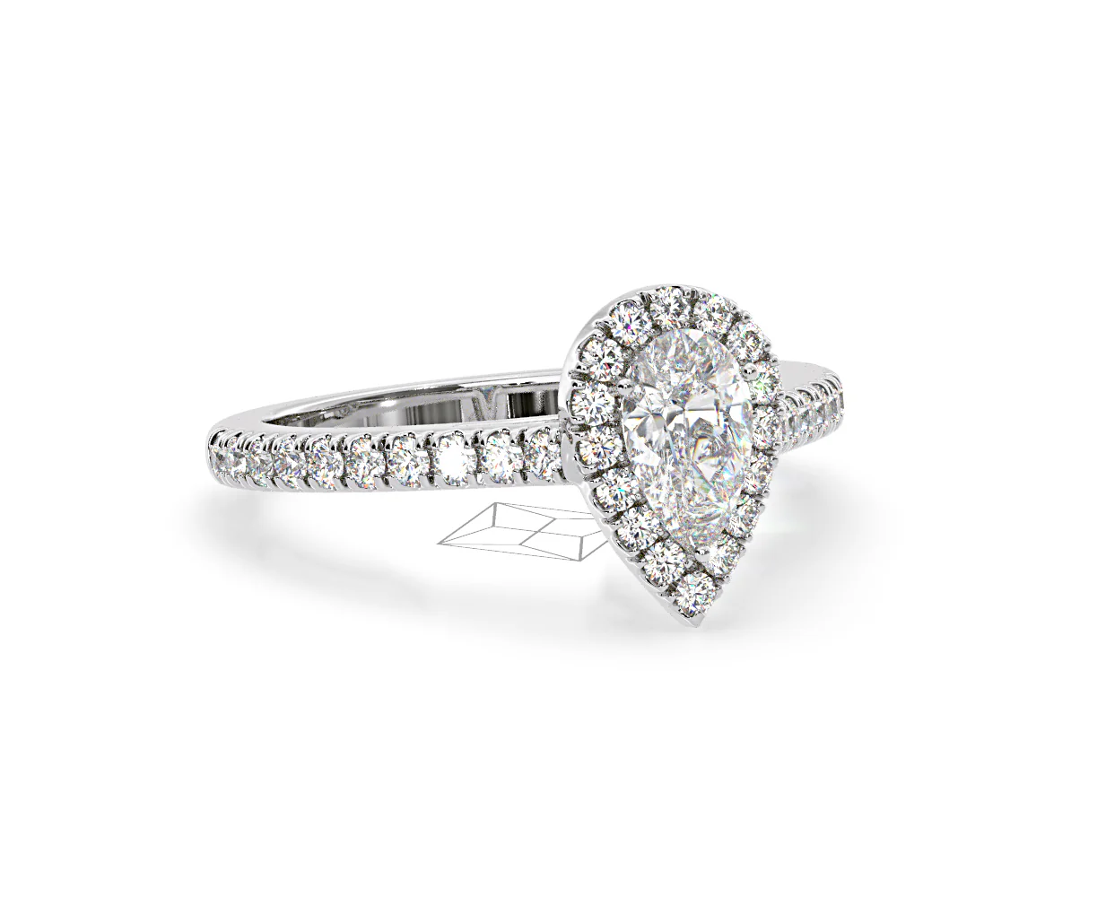 Diana Diamond Pear Halo Engagement Ring Platinum 1ct G/VS1 - Image 82