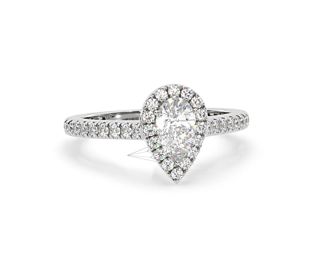 Diana Diamond Pear Halo Engagement Ring Platinum 1ct G/VS1 - Image 85