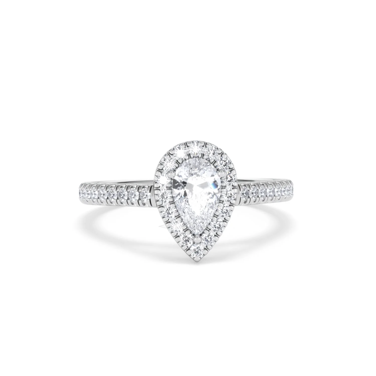 Diana Diamond Pear Halo Engagement Ring Platinum 1ct G/VS2 - Image 11