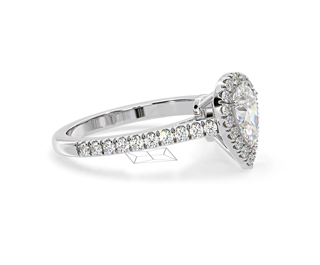 Diana Diamond Pear Halo Engagement Ring Platinum 1ct G/VS2 - Image 156