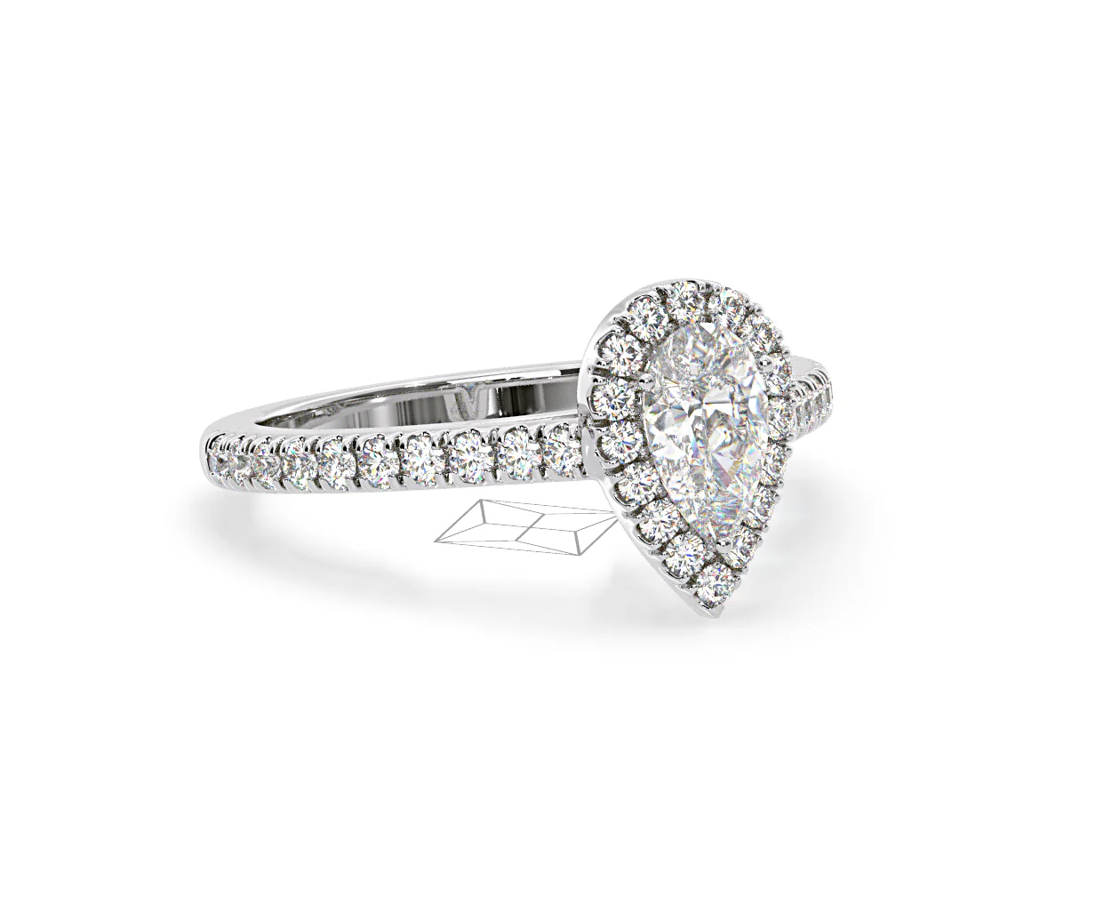 Diana Diamond Pear Halo Engagement Ring Platinum 1ct G/VS2 - Image 163