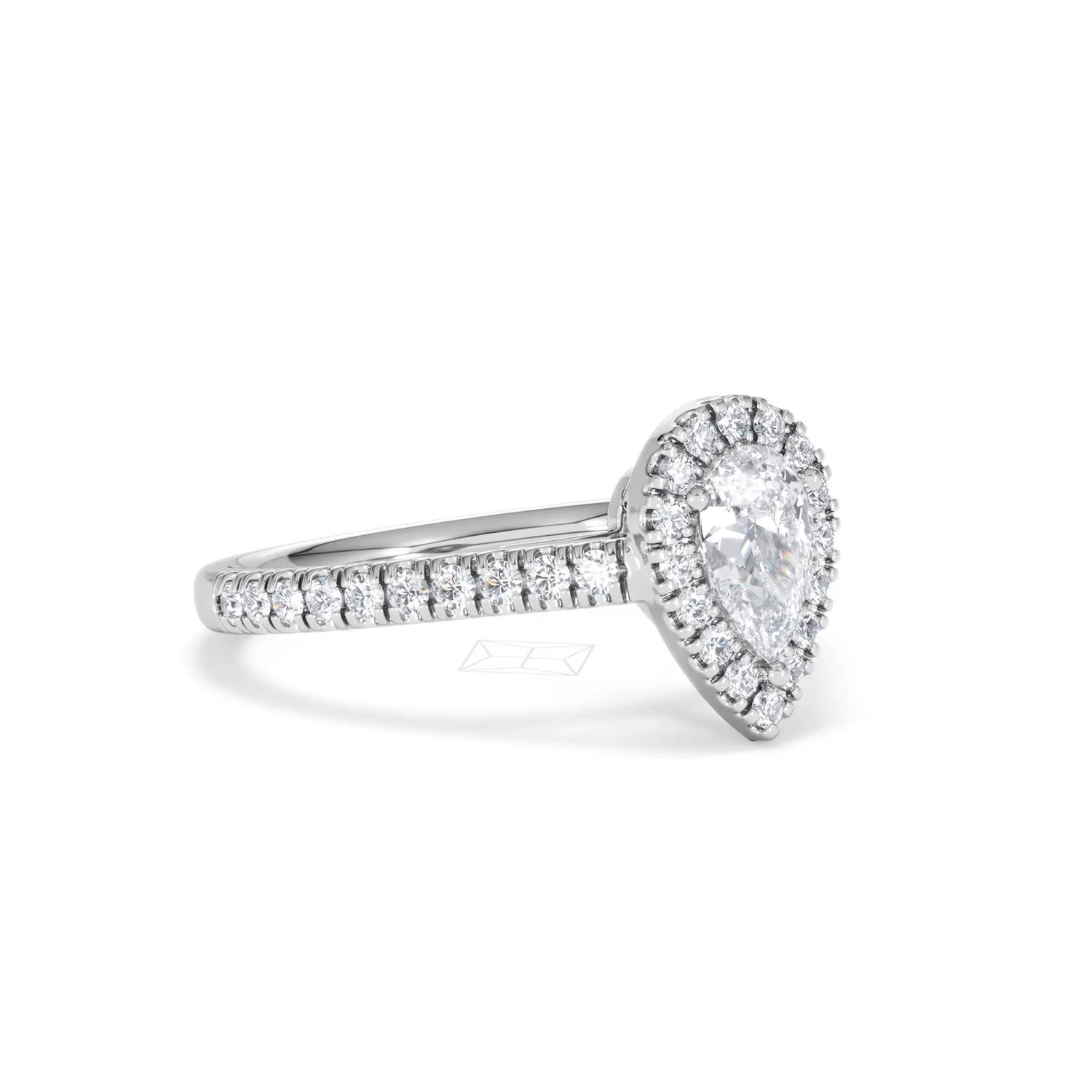 Diana Diamond Pear Halo Engagement Ring Platinum 1ct G/VS2 - Image 18