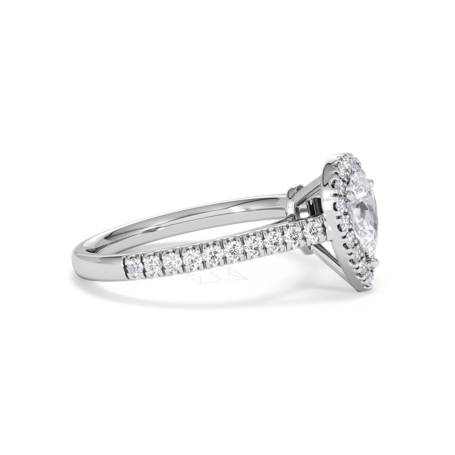Diana Diamond Pear Halo Engagement Ring Platinum 1ct G/VS2 - Image 25