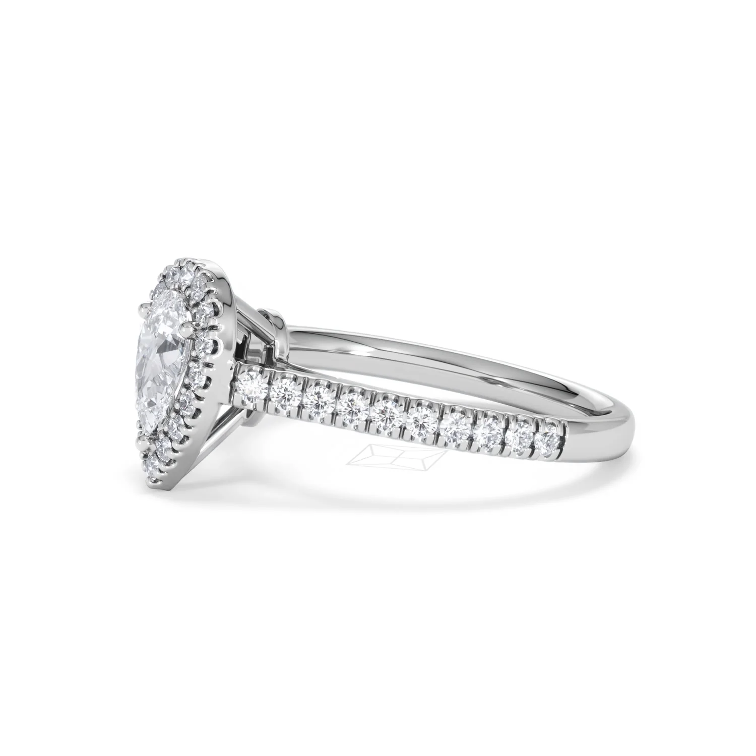 Diana Diamond Pear Halo Engagement Ring Platinum 1ct G/VS2 - Image 76
