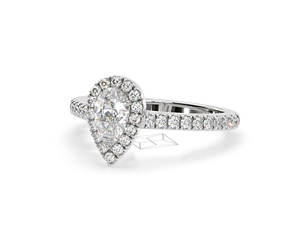 Diana Diamond Pear Halo Engagement Ring Platinum 1ct G/VS2 - Image 95
