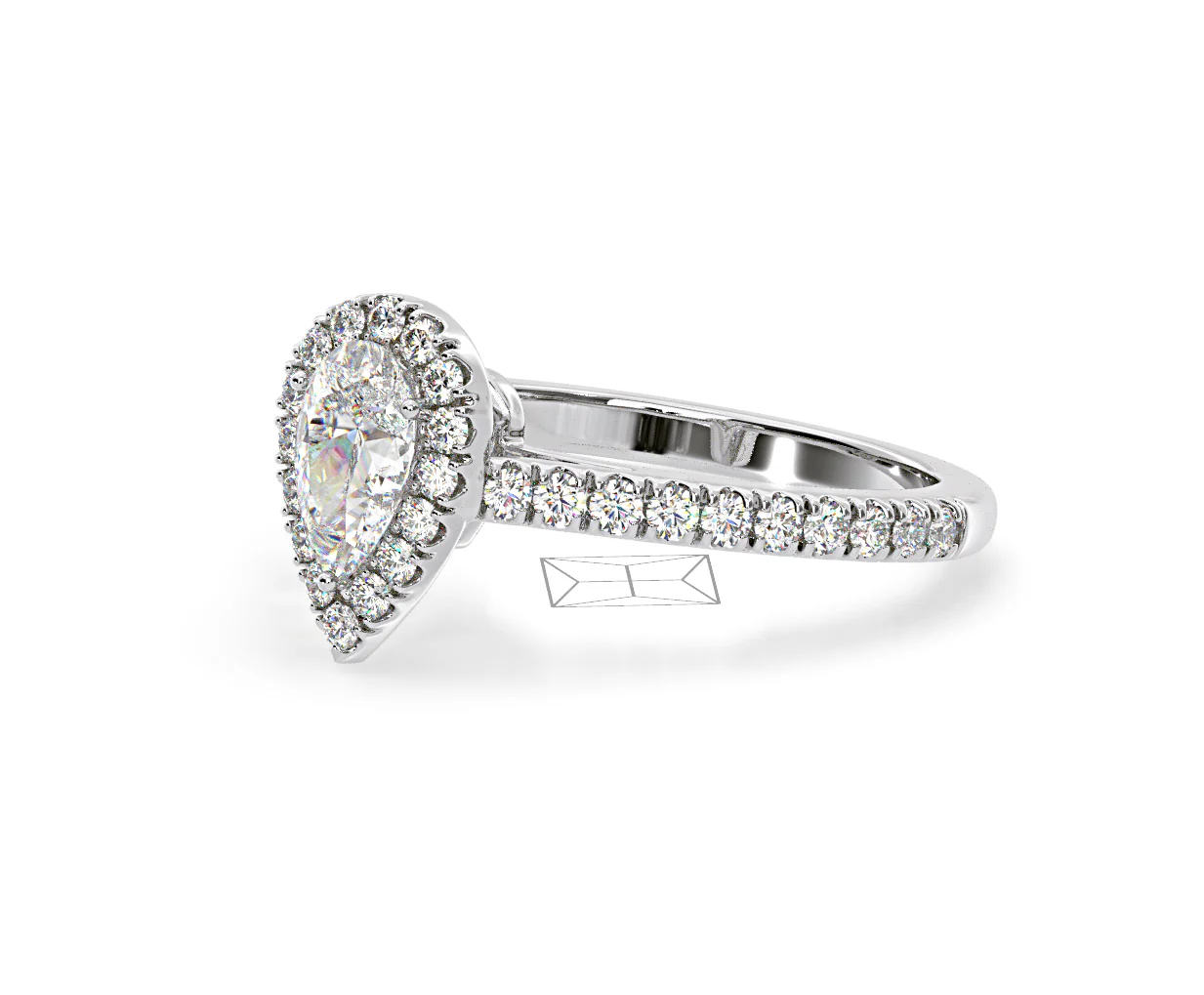 Diana Diamond Pear Halo Engagement Ring Platinum 1ct G/VS2 - Image 99