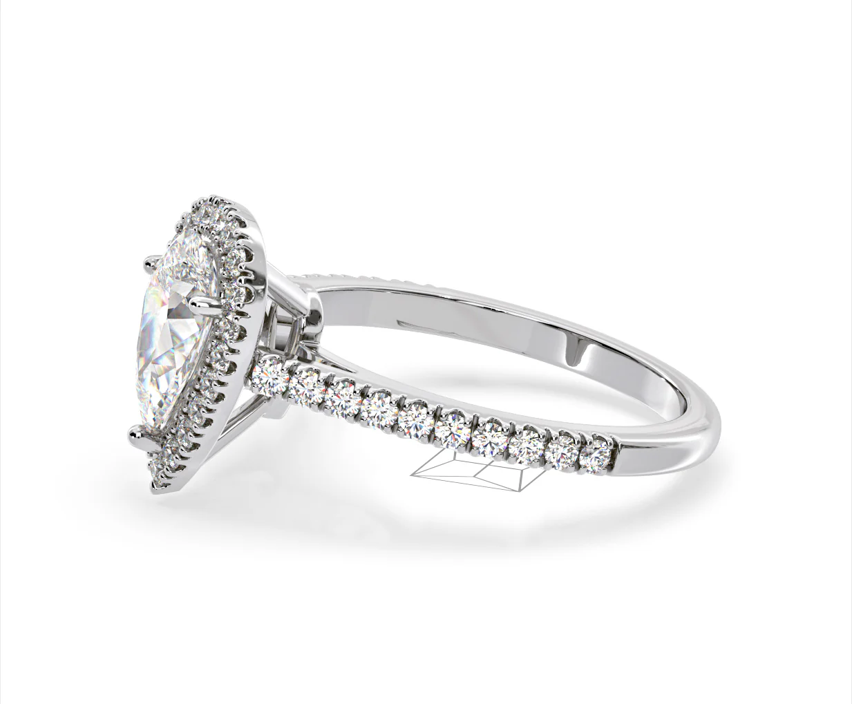 Diana Lab Diamond Pear Halo Engagement Ring 18KW Gold 1.60ct F/VS1 - Image 102