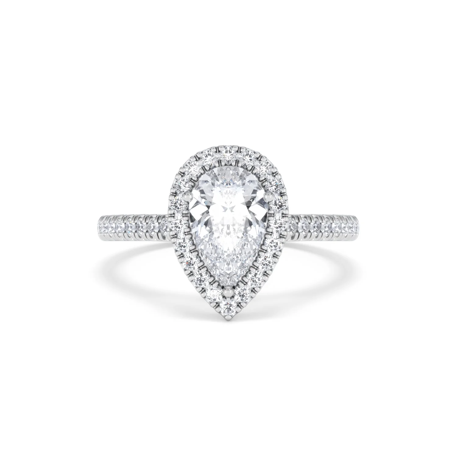 Diana Lab Diamond Pear Halo Engagement Ring 18KW Gold 1.60ct F/VS1 - Image 11