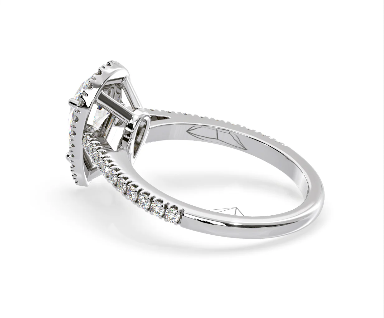 Diana Lab Diamond Pear Halo Engagement Ring 18KW Gold 1.60ct F/VS1 - Image 113