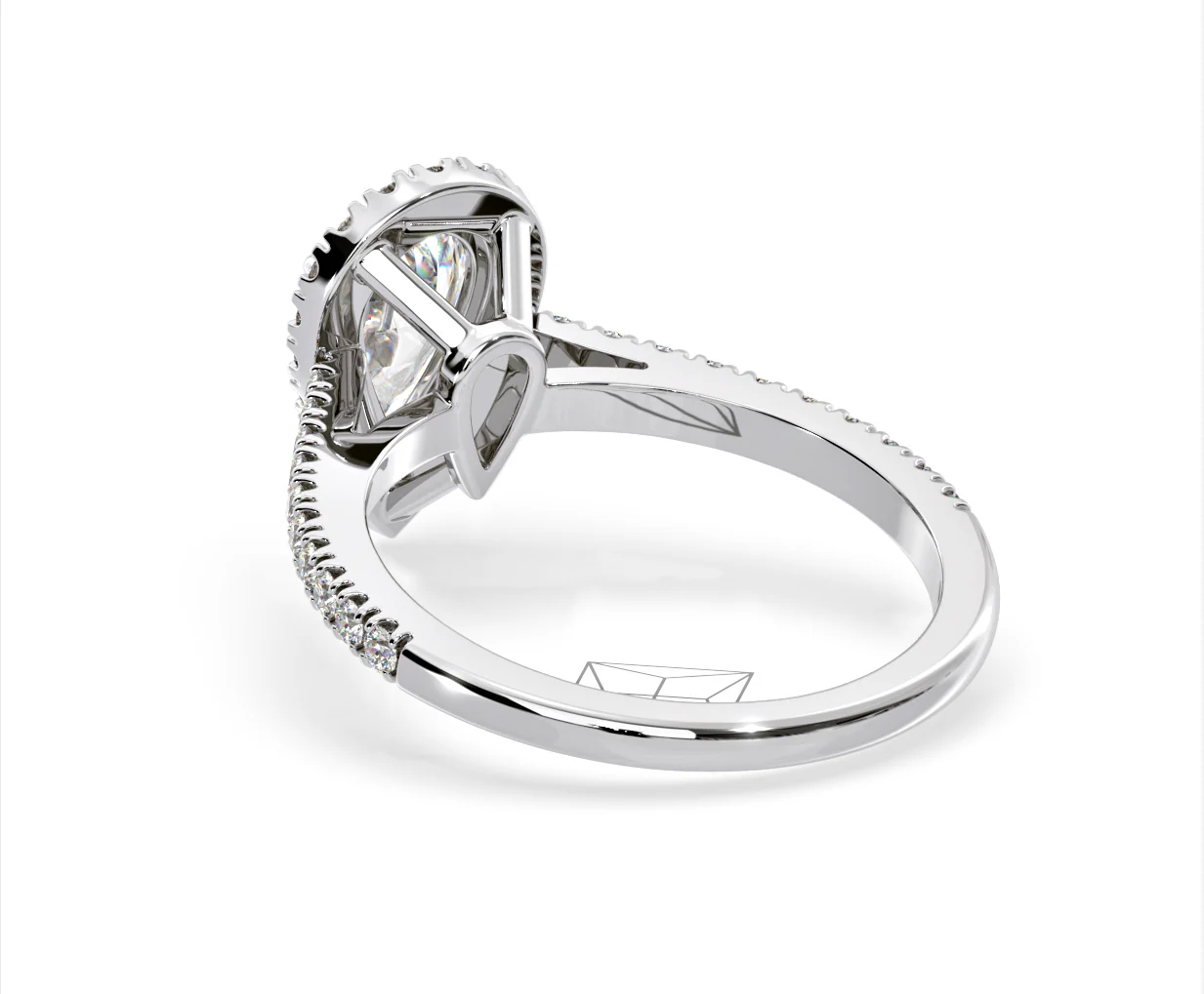 Diana Lab Diamond Pear Halo Engagement Ring 18KW Gold 1.60ct F/VS1 - Image 119