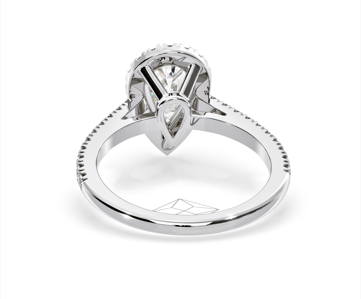 Diana Lab Diamond Pear Halo Engagement Ring 18KW Gold 1.60ct F/VS1 - Image 125