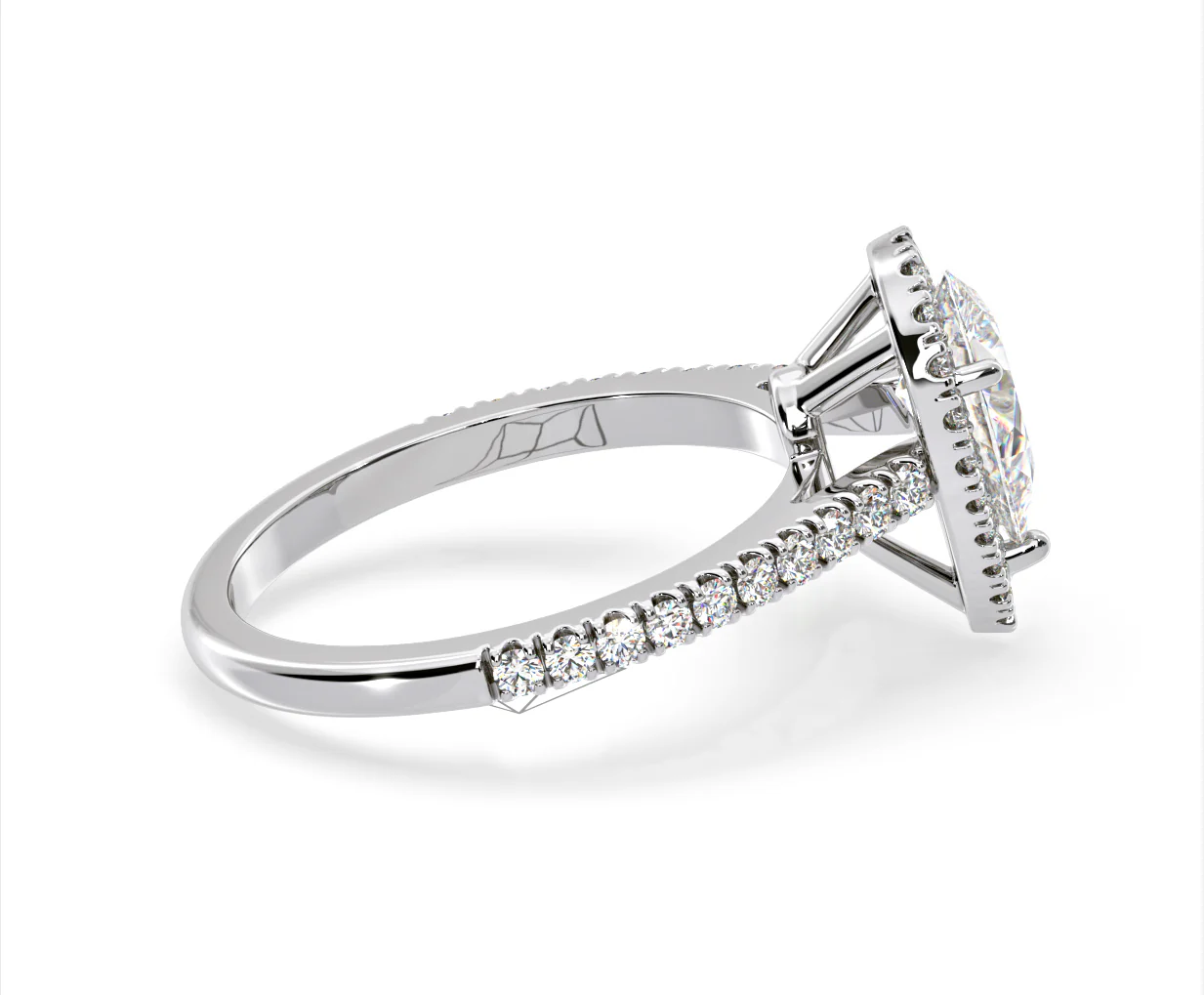 Diana Lab Diamond Pear Halo Engagement Ring 18KW Gold 1.60ct F/VS1 - Image 145