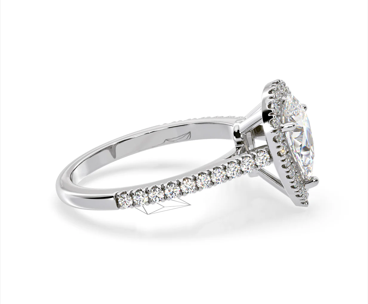 Diana Lab Diamond Pear Halo Engagement Ring 18KW Gold 1.60ct F/VS1 - Image 149