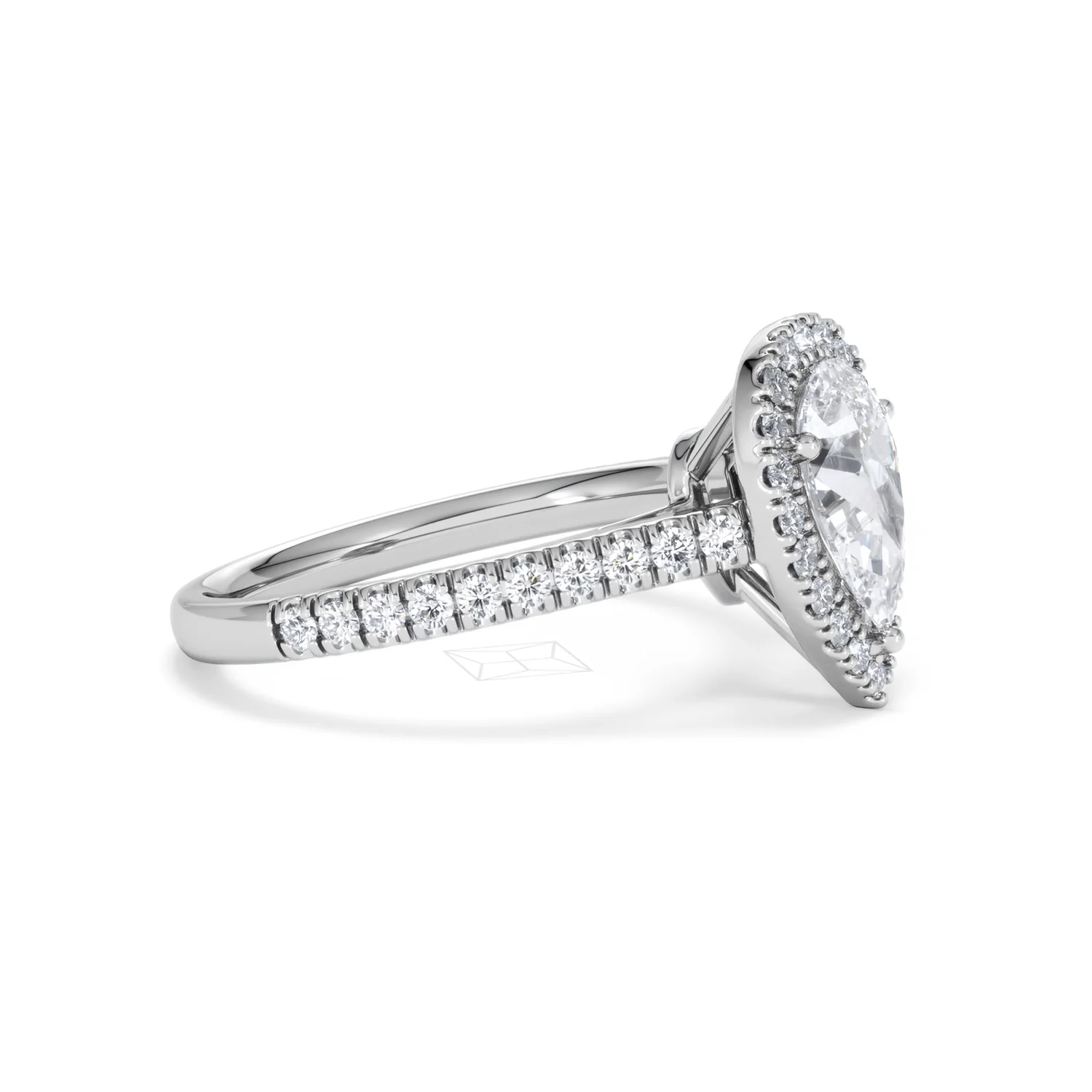 Diana Lab Diamond Pear Halo Engagement Ring 18KW Gold 1.60ct F/VS1 - Image 25