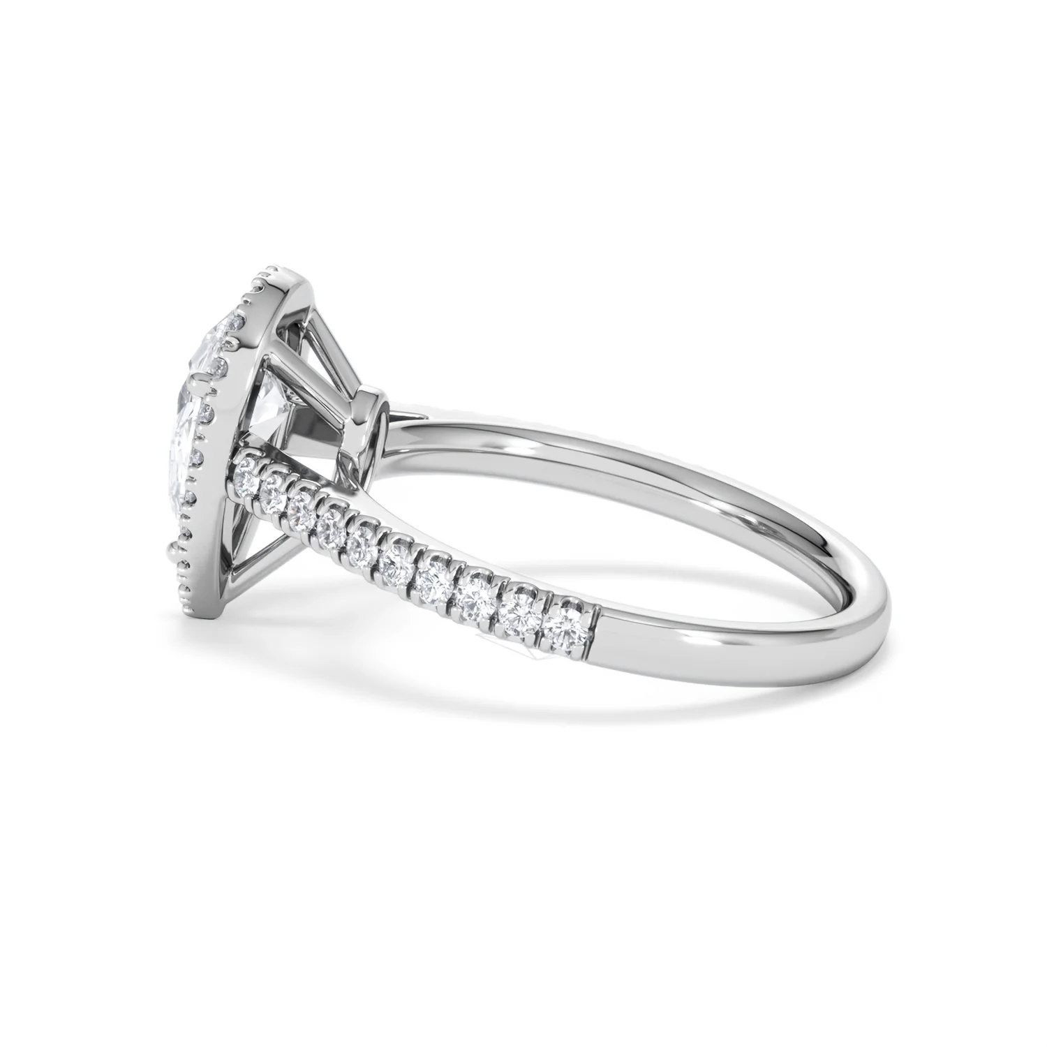 Diana Lab Diamond Pear Halo Engagement Ring 18KW Gold 1.60ct F/VS1 - Image 68